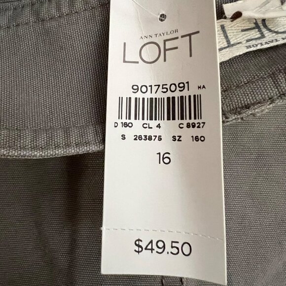 LOFT Olive Green Khaki Cotton Casual‎ Cargo Skirt NWT Size 16 - Picture 7 of 7